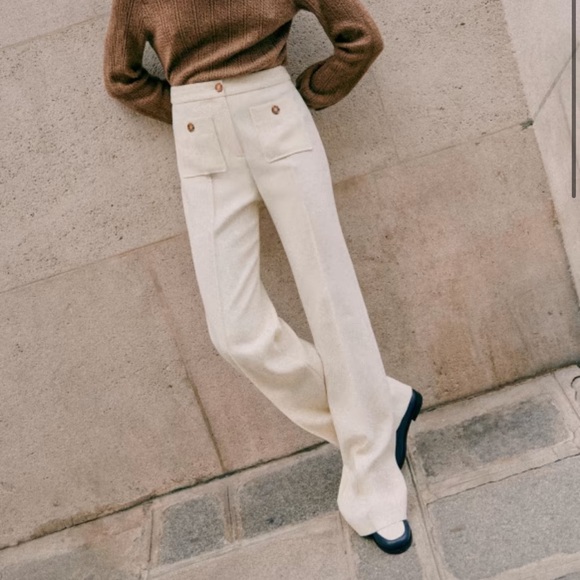 Sezane White Fabric Detail Pants - Picture 8 of 8